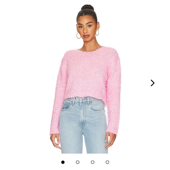 Lovers + Friends Mandy Shaggy Cropped Sweater- baby pink- size xs - Picture 1 of 3